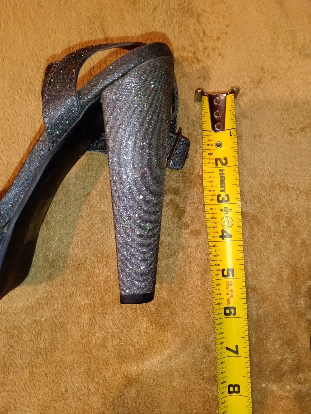 Women's Glitter Platform High Heel Sandals - Dark Gray Silver